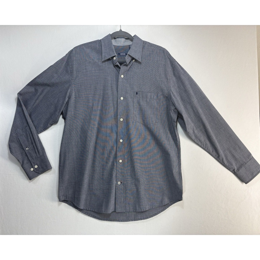 IZOD Long Sleeve Button Up Men's Medium Blue Gray